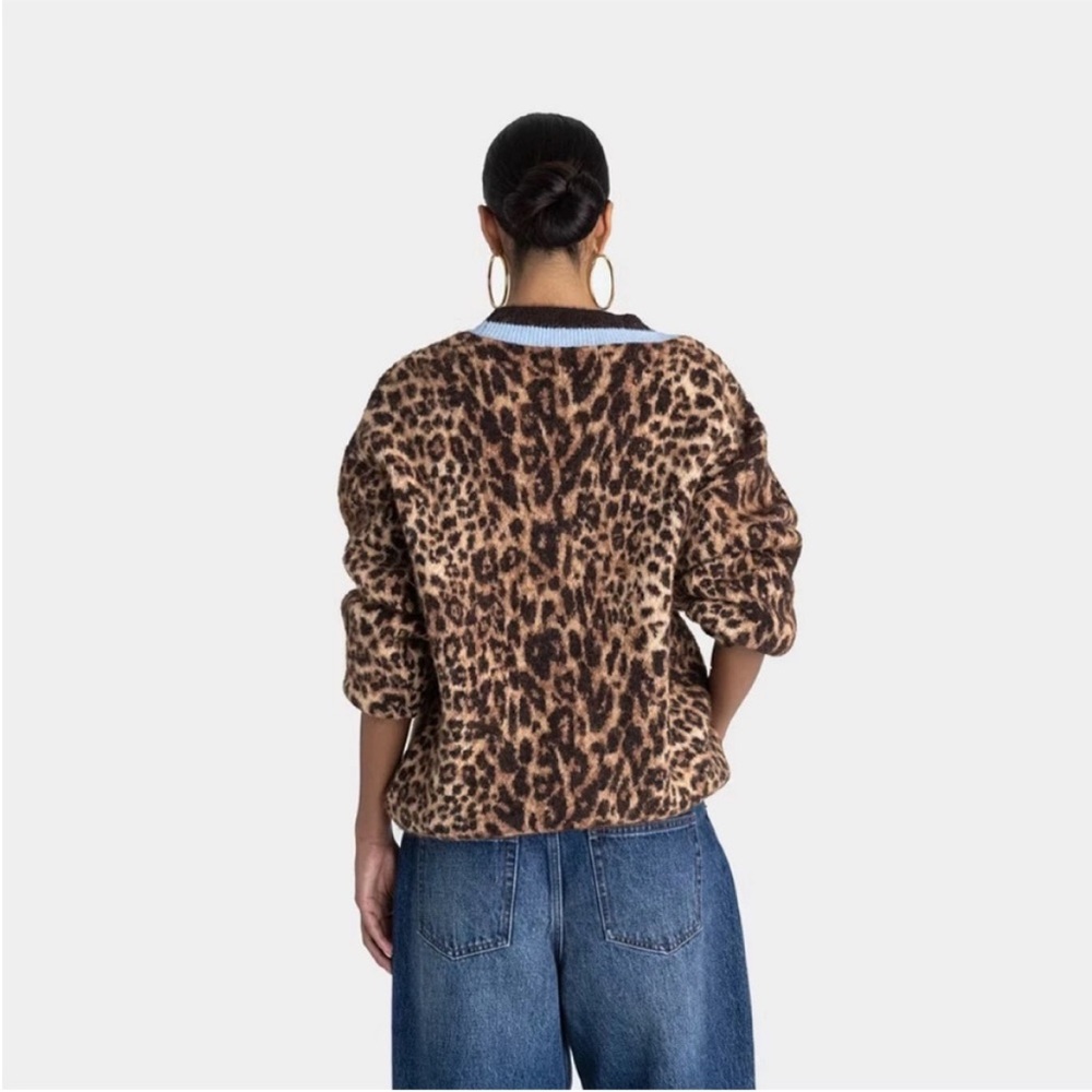 KBB by KAHLANA Women's 'The Slouchy Cardigan' - Tan Leopard XL - Picture 2 of 9